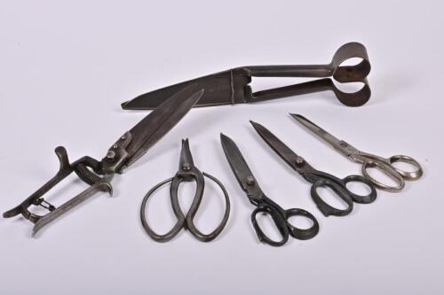SCISSORS AND SHEARS: A collection of antique and vintage scissors and SHEARS, the longest 32cm long