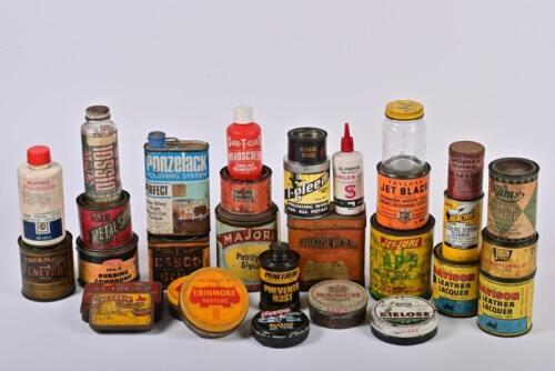 TINS: A collection of assorted old tins and product bottles