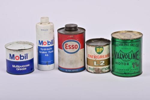 TINS: A collection of oil, grease and brake fluid container (sealed)