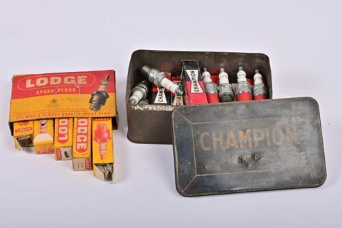 SPARK PLUS: A collection of Champion & Lodge spark plugs including 'L-14, L-87Y, F11Y and Lodge C-14'