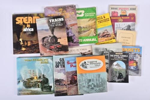 RAILWAYS: A collection of mainly large format reference book relating to trains and railways, including '150 Year of North American Railroads'