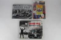 GRAND PRIX: Three hardcover books detailing Grand Prix history. One with Christopher Hilton signature.