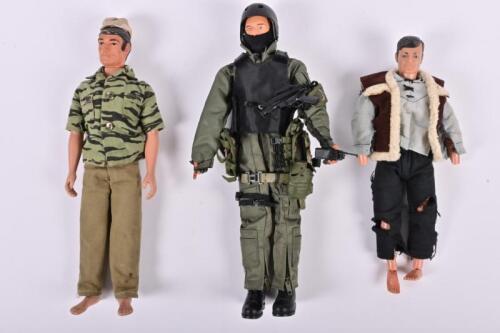 ACTION FIGURES: Three action figures, an Action Man 1974, a Lone Ranger 1973 and a Dragon Toys action figure