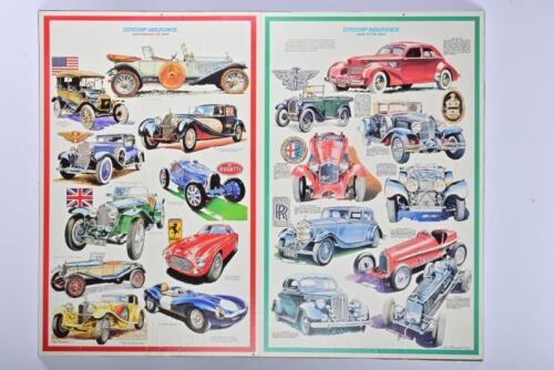 CITICORP INSURANCE: A series of mounted 'CITIGROUP INSURANCE' posters including 'CARS THROUGH THE AGES', 'CARS OF THE 1930's', 'CARS OF THE 1940's', 'CARS OF THE 1950's'