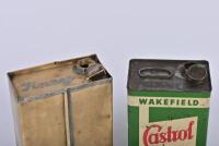 OIL CANS: Two oil cans. One Gallon 'WAKEFIELD Castrol MOTOR OIL' can - 2