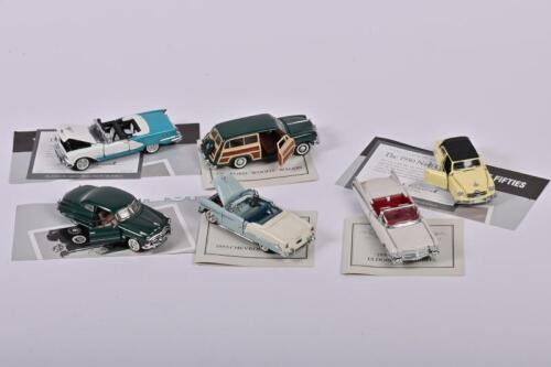 FRANKLIN MINT: A group of six 1:43 scale Franklin Mint - 'The Classic Cars of the Fifties'. Includes 1951 Hudson Hornet & 1955 CHEVROLET BEL AIR