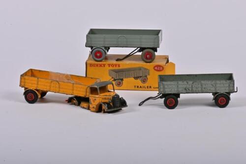DINKY TOYS: Three DINKY TOYS. Two 428 TRAILER's & 521 BEDFORD articulated truck