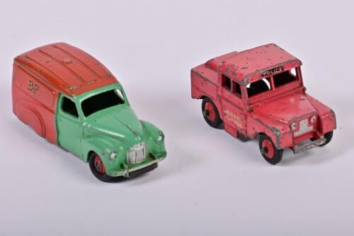DINKY TOYS: Two Dinky Toys. Austin "SHELL" van (470) & Land Rover POLICE car (255) with 'MERSEY TUNNEL' decals