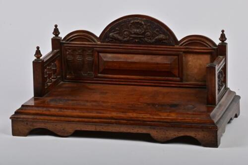 DESK STAND: An Edwardian mahogany desk stand, 23cm high, 43cm wide, 24cm deep