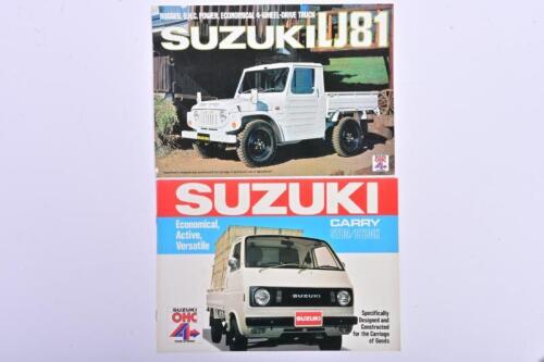 SUZUKI: Two Suzuki sales brochures, a Sukuki LJ81 single sheet fold-out sales brochure, colour pictures with sales narrative, specification to rear, and a Suzuki Carry ST80/ST80K sales brochure, colour pictures with sales narrative, specification to rear