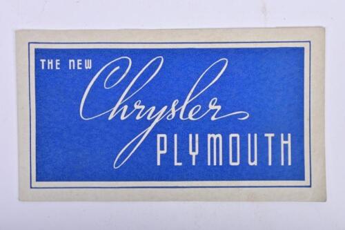 CHRYSLER: A set of 1930's Chrysler PLYMOUTH small brochure sheets for the Passenger and Touring Sedan, Coupe models