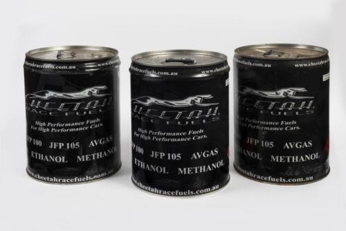 GARAGENALIA: Three 20 litre tins of Cheetah Race Fuel (Ethanol).