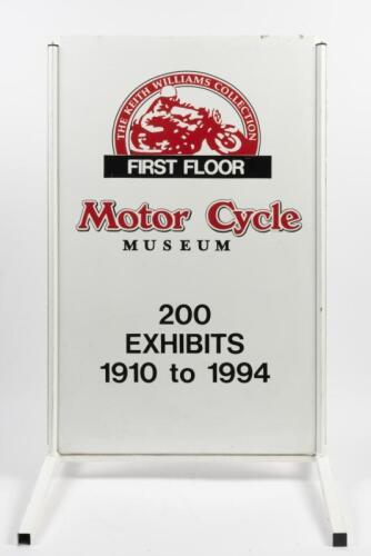 MOTOR CYCLE MUSUEM: A double sided exhibition stand from the 'Keith Williams Collection' Motor Cycle Museum