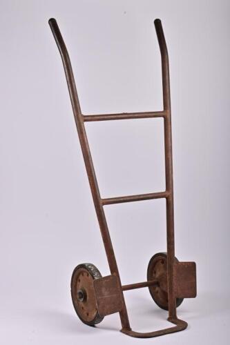 HAND CART: A vintage industrial heavy metal hand cart, 105cm high