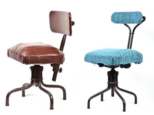 CHAIRS: Two mid century industrial metal swivel chairs