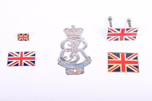 GREAT BRITAIN: Five British car badges and plaques. 'E.R II' chrome nickel souvenir car badge