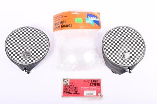 DRIVING LIGHTS: A set of unused 1950's/1960's 5.5 inch driving lamp covers & headlight stone guards by hansa parts