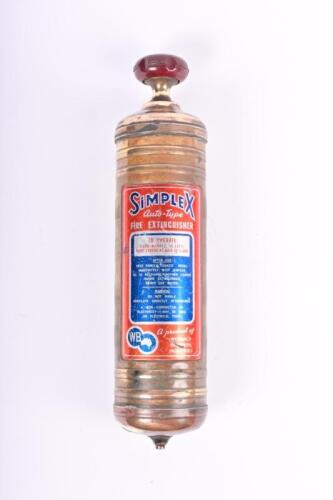 EXTINGUISHER: A brass Simplex Auto-Type Fire Extinguisher