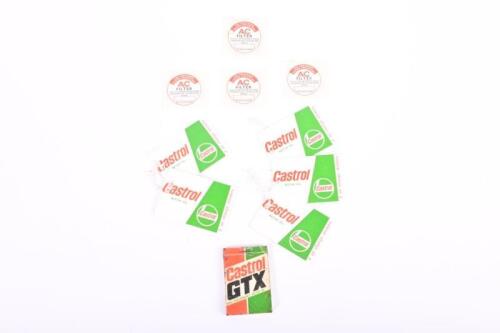 CASTROL: A group of original period Castrol GTX and AC FILTER stickers