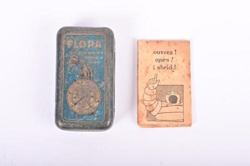 MICHELIN: A 1920's Michelin pressed steel tyre pressure gauge tin. With original instructions