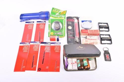 UNIPART: An assortment of UNIPART items. Mini locking fuel cap, High Speed Twist Drill's