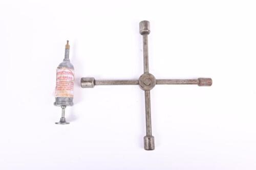 JAGUAR: A Jaguar wheel brace. With 'TECALEMIT' blue spot grease gun