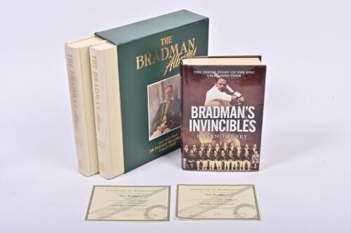 SIR DONALD BRADMAN: Three volumes relating to Sir Donald Bradman, 'Bradman's Invinibles' by Roland Perry, and 'The Bradman Albums' by Robert Cody