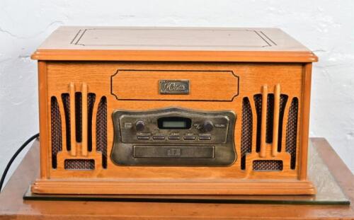 RECORD PLAYER: An Art Deco style Watts Collectors edition record CD and tape player, appears to be working condition, 24cm high, 47cm wide, 37cm deep
