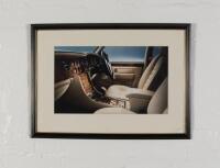 SHOWROOM: A RR showroom display print featuring a Silver Spur in blue and an interior photo, both framed, largest image 46.5cm high x 82cm wide.