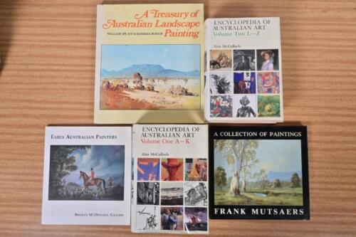 AUSTRALIAN PAINTERS: A collection of books detailing Australian painters and paintings. 'A COLLECTION OF PAINTINGS' hardcover book authored and signed by Frank Mutsaers