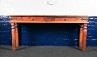 HALL TABLE: A Balinese hardwood ironbound hall table, 77cm high,165cm wide, 46cm deep - 2