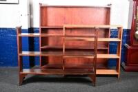 SHELVES: Three low open back shelves, 86cm high, 114cm wide, 19cm deep and 85cm high, 92cm wide, 17cm deep - 2