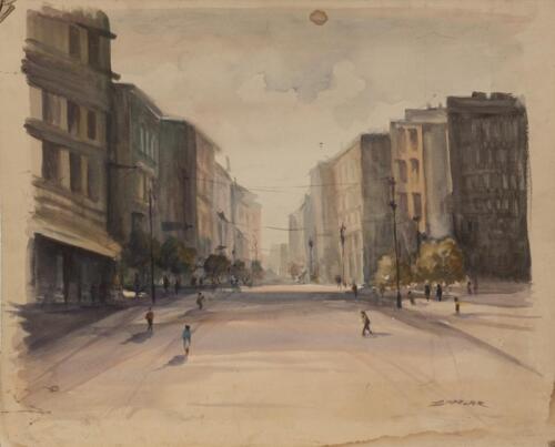 JEAN (JOHN) SINDELAR (1941-c2012), City Street (Untitled), watercolour, signed lower right: SINDELAR, unframed, 43 x 53cm