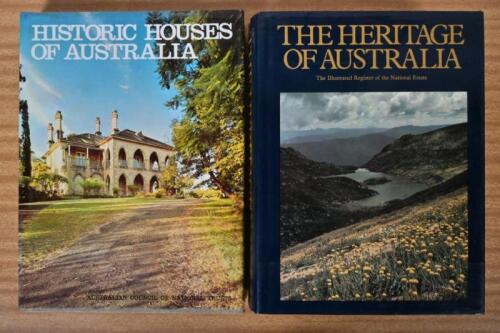 AUSTRALIAN HERITAGE: Two hardcover books detailing Australian heritage. 1974 edition of 'HISTORIC HOUSES OF AUSTRALIA' by AUSTRALIAN COUNCIL OF NATIONAL TRUSTS