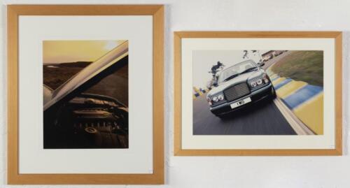 BENTLEY: Two showroom photographic prints depicting an Arnage and Rolls-Royce Silver Seraph, largest image 50cm high x 40cm wide
