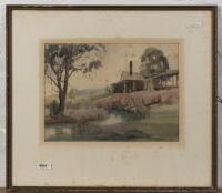 AUSTRALIAN SCHOOL, Shack on the Creek (Untitled), watercolour, signed lower left, image size 31 x 42cm