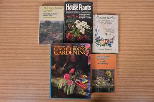 GARDENING: Five hardcover books detailing gardening and plants. 'The Very Small Garden' by Judith Berrisford
