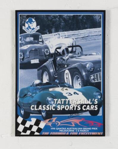 AGP HISTORICS: A 1998 AGP framed poster signed in ink by Stirling Moss & Jack Brabham