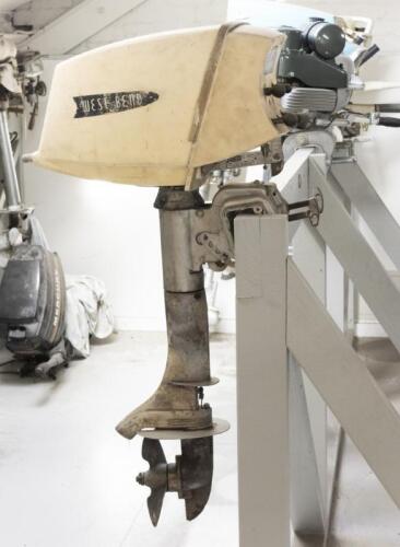 WEST BEND: A 1960 West Bend Model 700 7.5 hp outboard motor in original condition, cast aluminum, steel, fibreglass, decals to head &lsquo;West Bend', serial no. 8102088, 97cm high, 29cm wide, 97cm deep