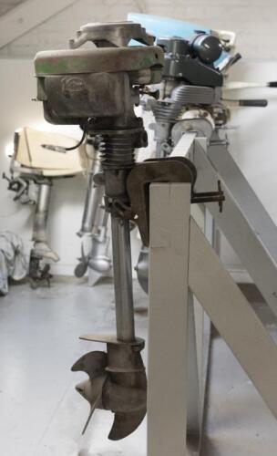 VILLIERS: A circa 1950/60s Villiers outboard motor in original condition, cast aluminum, steel, cast manufacturer's mark to head &lsquo;Villiers made in England', serial no. 285 XO 130, 105cm high, 27cm wide, 36cm deep