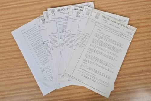 ROLLS-ROYCE: A collection of photocopied 'SERVICE INSTRUCTION LEAFLET' as issued by Rolls-Royce for repairs and installations of various Rolls-Royce models
