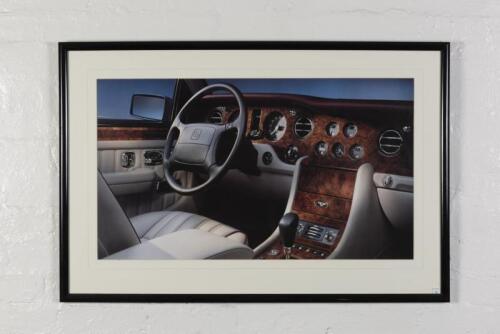 BENTLEY: A showroom photographic print of a Bentley interior, 68cm high x 102cm wide overall
