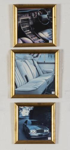 BENTLEY: Thee small showroom display publicity photographs of Bentleys, 29cm square
