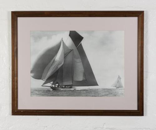 FRANK BEKEN: A print of Frank Beken photograph of N.G. Herreshoff Westward in 1911 in full sail, mount, framed and glazed, 75cm high x 95cm overall