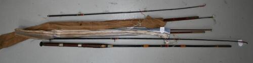 FISHING RODS: Three Japanese spinning rods, two split cane, all with brass plaques denoting ownership by the Turner family, various lengths
