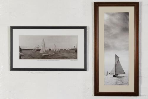 SAILING: Two sepia toned photographic prints of sailing scenes, including the S.A.S.C Bicentennial Regara Sydney 1988, both framed