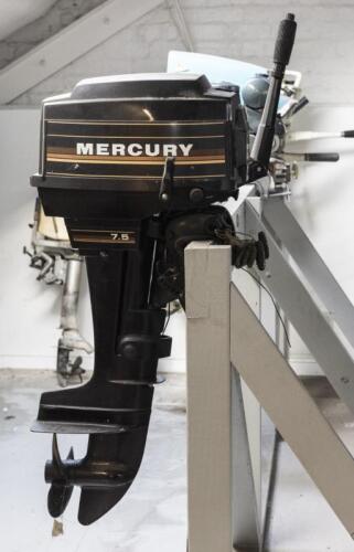 MERCURY: A 1984&nbsp;Mercury 7.5 hp outboard motor in original condition, steel, moulded composite, manufacturer's decals to head &lsquo;Mercury 7.5', serial no. 6430882, 103cm high, 47cm wide, 78cm deep