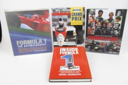 F1 HISTORY: Four hardcover books detailing F1 history.