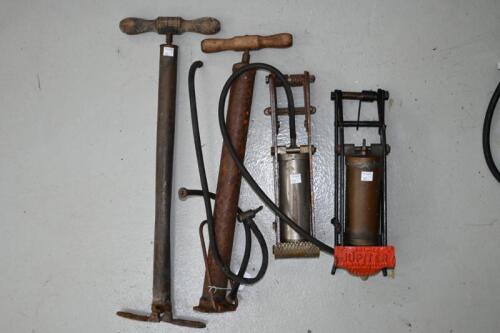 PUMPS: Four air pumps including two hand pumps and two foot pump both by Nesthill, one being the Compact the other the Jupiter.