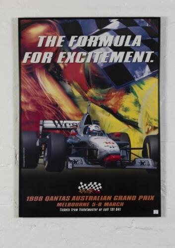 FORMULA 1: A F1 poster from the 1998 Qantas AGP, framed and glazed, 83cm high x 59cm wide